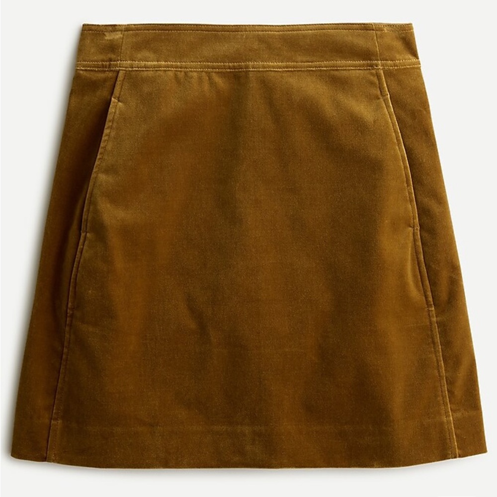 J. Crew Mini skirt in stretch velvet Golden Brandy